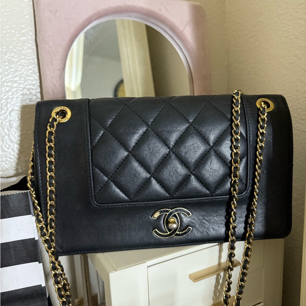 Chanel Lambskin double flap bag cc